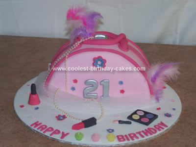 This Bag Birthday Cake was made by me as a surprise for a friend's 21st 