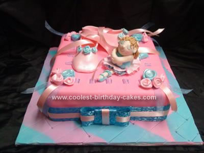 This cake is a dark choc mud cake all the figurines roses and ballet shoes