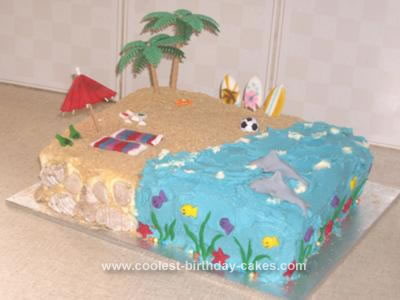 Birthday Party Characters on Coolest Beach Cake 73