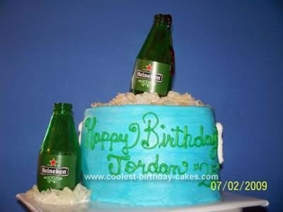 I made 2 small oval cakes for this Beer Cooler Birthday Cake.