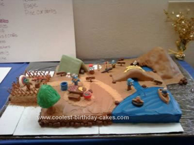 Birthday Cake Popcorn on Coolest Boy Scouts Blue And Gold Camping Cake 24