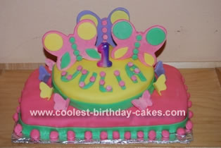 Butterfly Birthday Cake on Butterfly First Birthday Cake