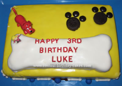 Birthday Cake  Dogs on Homemade Clifford Dog Bone Cake