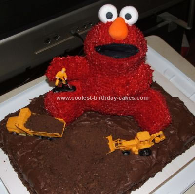birthday cake for dad. Homemade Elmo Birthday Cake. My dad's name is Elmo and he drives a dump 
