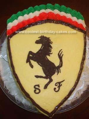 My son wanted a homemade Ferrari emblem cake for his birthday
