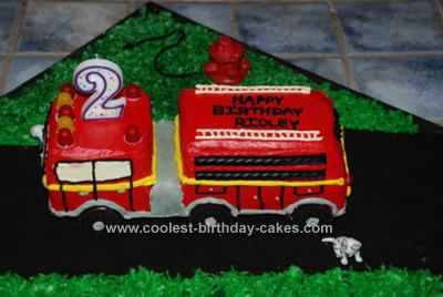 Homemade Birthday Cake on Homemade Fire Truck Birthday Cake