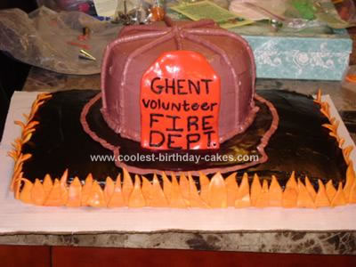 This Firefighter Cake was made for my husband's boss' father-in-law, 