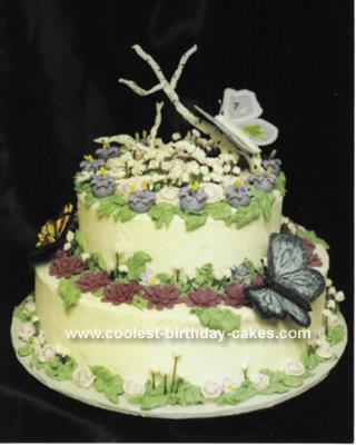 Birthday Flower Cake on Butterflies And Flowers Cake