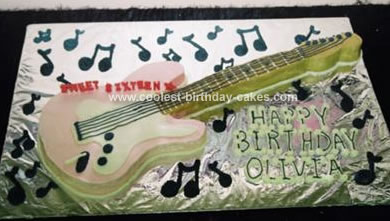 Guitar Birthday Cake on Happy Sixteenth Birthday Guitar Cake