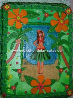 I got this cake idea for a Hawaiian Luau birthday cake from Cake Central.