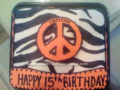 Zebra Birthday Cake on Coolest Hot Pink Zebra Peace Sign Birthday Cake 9 21404948 Jpg