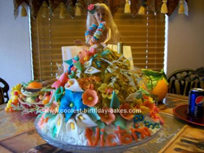 This Hula Girl Birthday Cake I baked for my granddaughter Victoria's 6th 