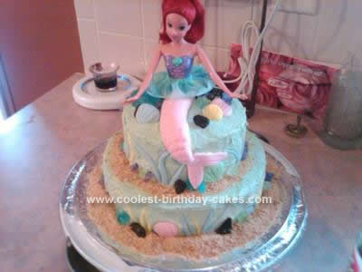 I made this Little Mermaid Birthday Cake for my daughter's 7th birthday 