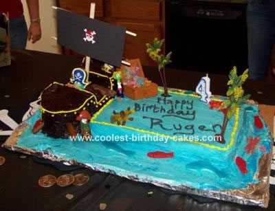 I made this pirate cake for my son's 4th birthday He likes The Pirates That