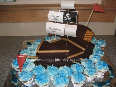 Sugar Free Birthday Cake on Pirate Ship Cupcakes