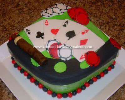 After I split and filled the cakes I put the Poker Table Birthday Cake in 