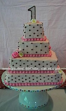  Girl Birthday Cakes on Pink And Brown Polka Dot Cake