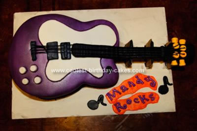 Guitar Birthday Cake on Coolest Purple Guitar Cake 170