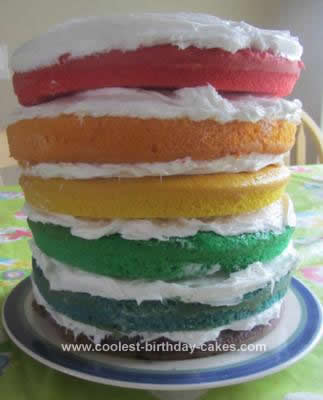 Homemade Birthday Cake on Homemade Rainbow Birthday Cake