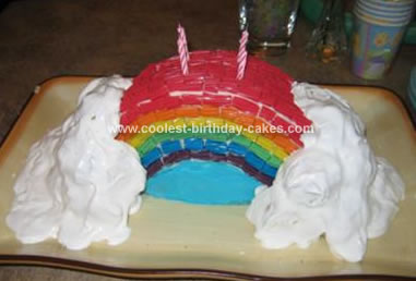 Rainbow Birthday Cake on Homemade Rainbow In The Clouds Cake