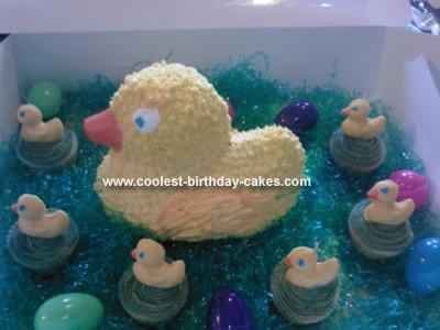 I made the rubber duck cake using the Wilton 3D duck pan.