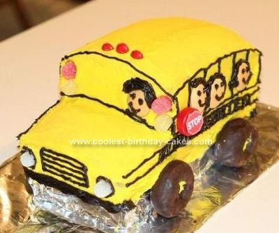 I made this School Bus Cake for a party we had to celebrate my son and his 