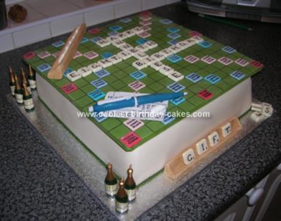  Story Birthday Cake on Homemade Scrabble Cake