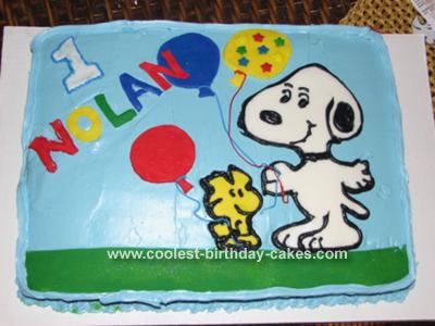 Birthday Cakes Online on Snoopy And Woodstock Balloon Cake