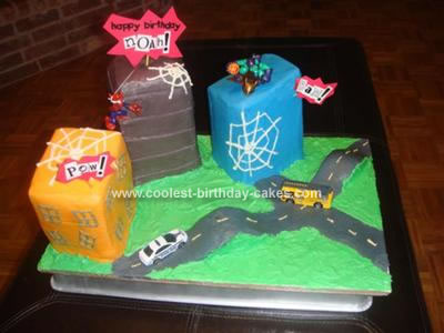 Spiderman Birthday Cakes on Coolest Spiderman In The City Cake 89