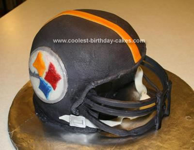 I made this Steelers Helmet cake for my brother's birthday Superbowl party.