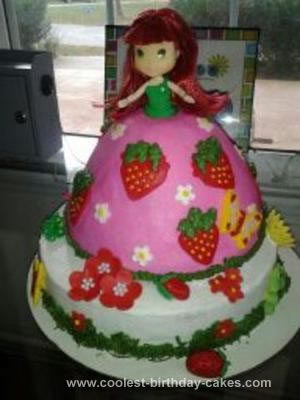 Ladybug Birthday Cake on Homemade Strawberry Shortcake Doll Cake