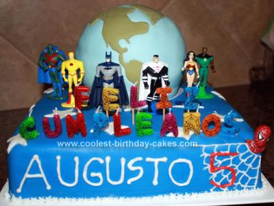 Superhero Birthday Cake on Homemade Superheroes Protecting Earth Cake