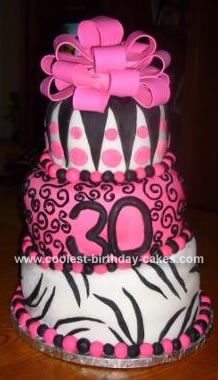 30th Birthday Party Decorations on Pink And Black Topsy Turvey Cake
