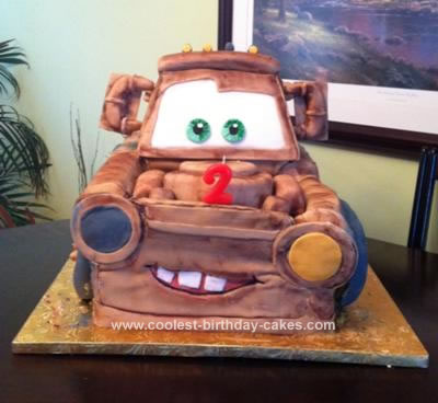 Homemade Birthday Cake on Homemade Tow Mater Birthday Cake
