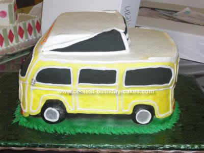 This VW Bus Cake took three 1 2 sheets stacked and filled WHEW