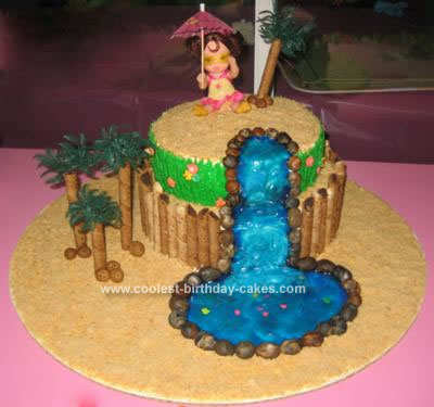 Luau Birthday Cakes on Homemade Luau Waterfall Birthday Cake