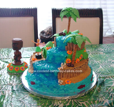 Birthday Cakes Dallas on Homemade Hawaiian Luau Waterfall Birthday Cake