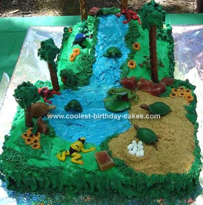I made this waterfall cake for my friend 39s son who wanted a green cake and