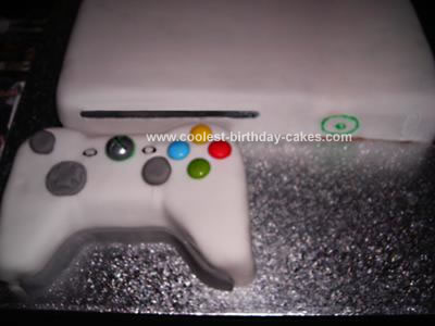 Homemade Xbox Cake I baked 2 square chocolate cakes and cut one in half