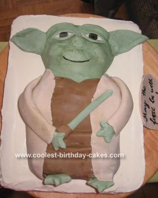  as she is a real Star Wars fan. I made Yoda out of a bear cake pan and 