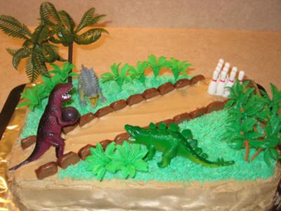 Bowling Birthday Party on Dinosaur Bowling Party Cake