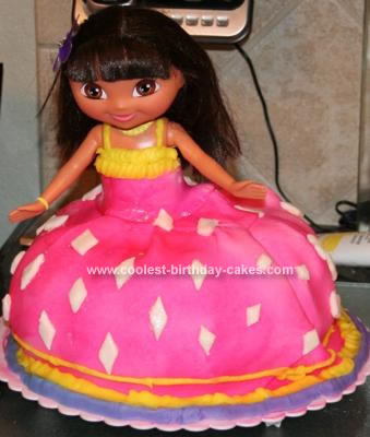 Birthday Cake Shot Recipe on Homemade Dora Saves The Crystal Kingdom Doll Cake