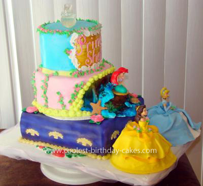 Princess Birthday Cakes on Homemade Disney Princess Birthday Cake