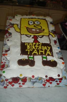 Spongebob Birthday Cake on Homemade Spongebob Pull Apart Cream Cake