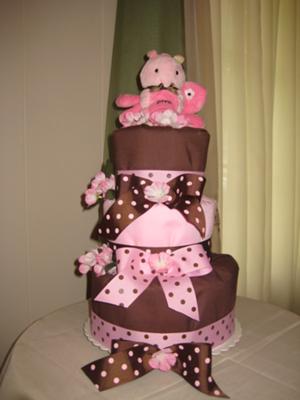 Girly Birthday Cakes on Pink And Brown Diaper Cake