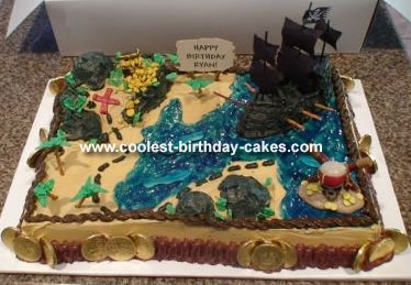 Pirate Birthday Cakes on Pirate Treasure Map Cake 3