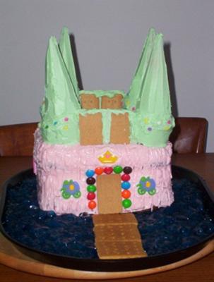  Cream Birthday Cake on Princess Castle Cake