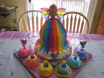 Rainbow Birthday Cake on Rainbow Barbie Cake