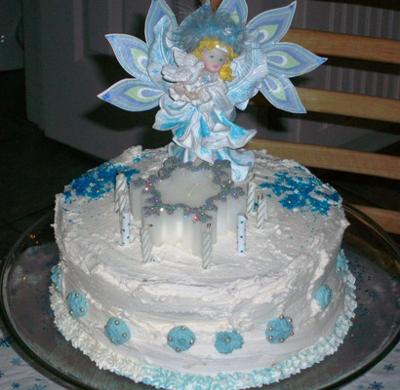 Fairy Birthday Cake on Snow Fairy Winter Birthday Cake