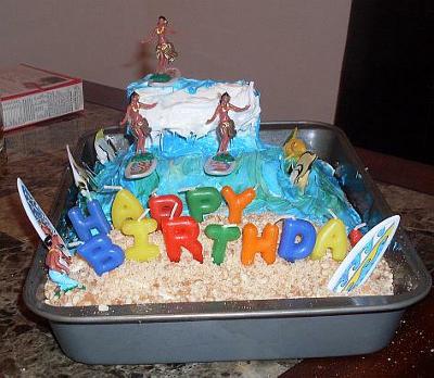 Beach Birthday Party on Surf S Up Cake